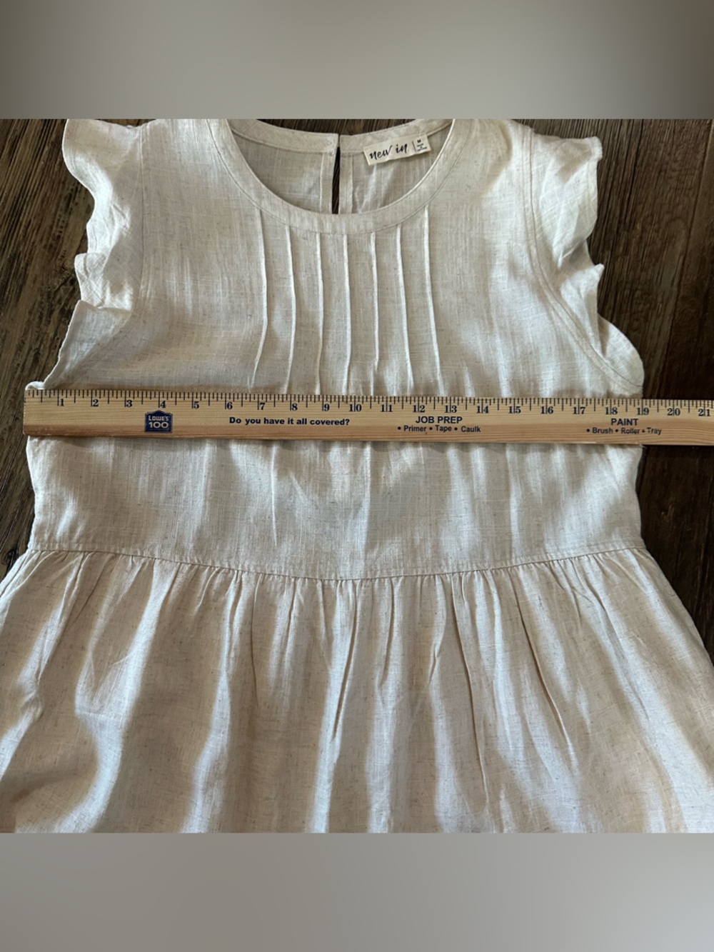 NEW IN beige linen blend tiered dress women’s M pockets BOHO airy summer - Picture 10 of 14